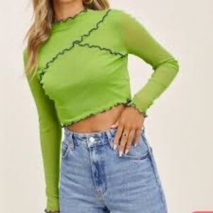 Mimosa Mesh Crop Long Sleeve